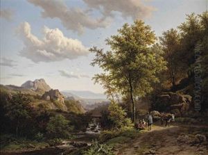 A Summer Landscape With Figures Resting Near A Stream A Summer Landscape With Figures Resting Near A Stream