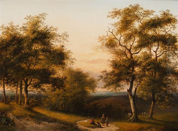 Viehirte Mit Seiner Familie Bei Der Rast An Einer Waldlichtung - view 1