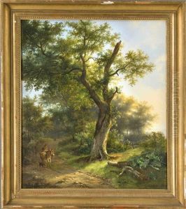 Waldlandschaft Mit Bauer Auf Einem Pfad by Barend Cornelis Koekkoek
