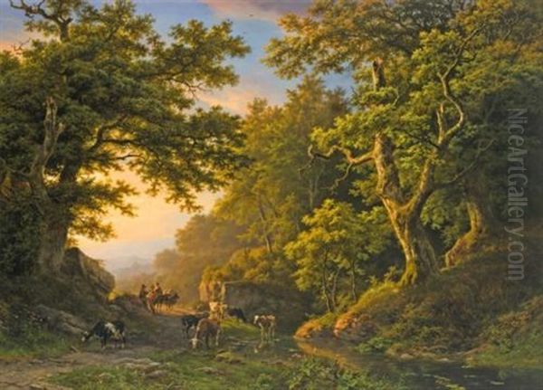 Figures In A Wooded Landscape - view 1