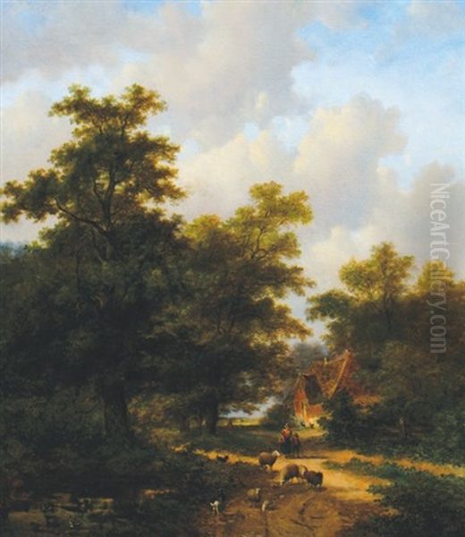 Sheep By A Cottage - view 1