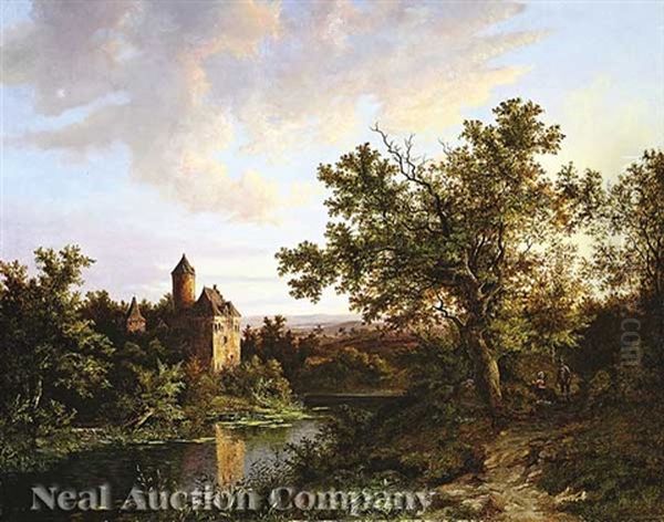 Landscape Capriccio: A Rhenish Castle By A Pond - view 1