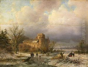 Winterlandschaft Mit Altem Schloss by Barend Cornelis Koekkoek