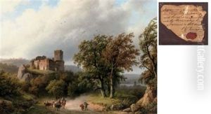 Een Bergachtig Landschap Met Burgtruine - A Windy Day
