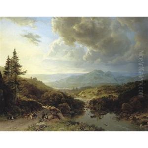 Figures And Animals In A Mountainous Landscape ( Collab. W/ Pieter Gerard Van Os)
