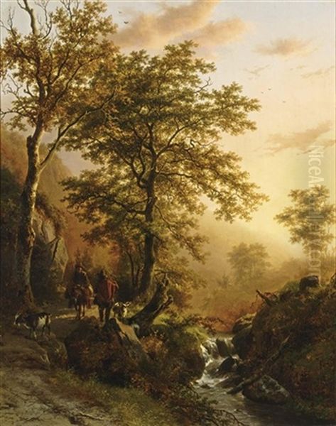 A Traveller And A Herdsman In A Mountainous Landscape - view 1