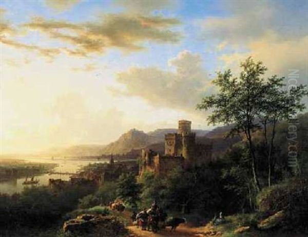Travellers In A Path In An Extensive Rhineland Landscape - view 1
