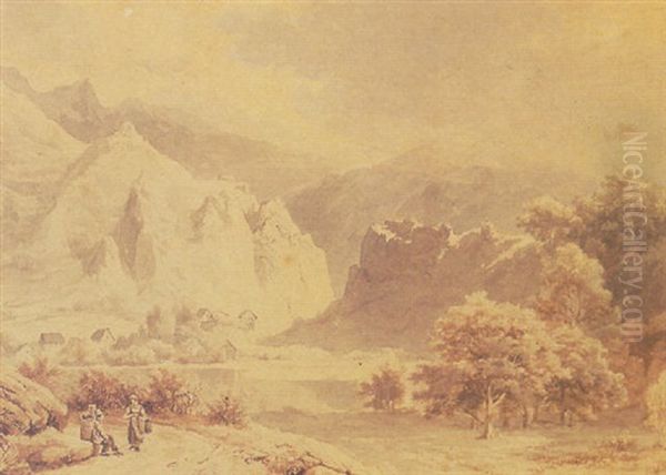 Figures In A Mountainous Landscape - view 1