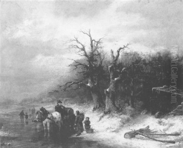 Villiagers In A Winter Landscape - view 1