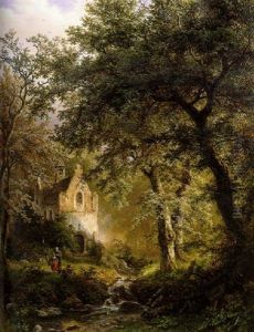 Boslandschap Met Kapel by Barend Cornelis Koekkoek