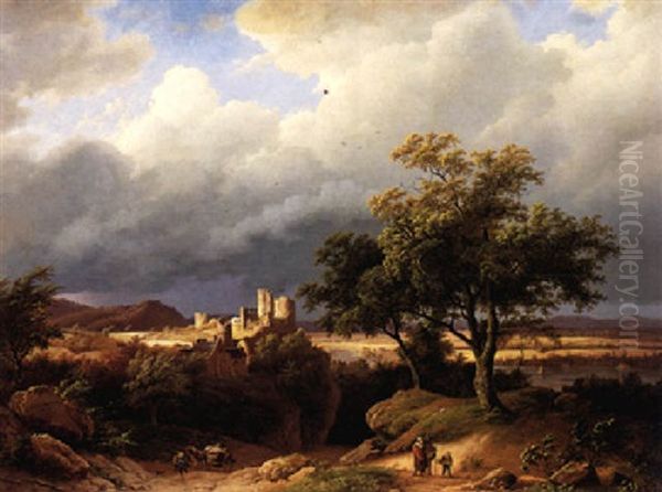 Figures In A Hilly Landscape, A Castle Beyond - view 1