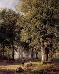 A Family Resting In The Woods by Barend Cornelis Koekkoek