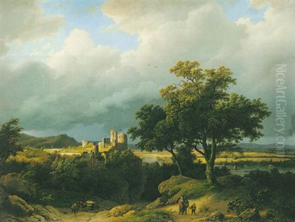Ruins In A River Landscape - view 1