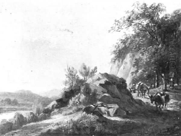 Flusslandschaft Mit Einem Eseltreiber - view 1