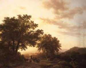 Landscape On The Rhine by Barend Cornelis Koekkoek