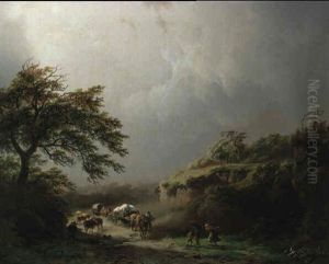 A Gust Of Wind by Barend Cornelis Koekkoek