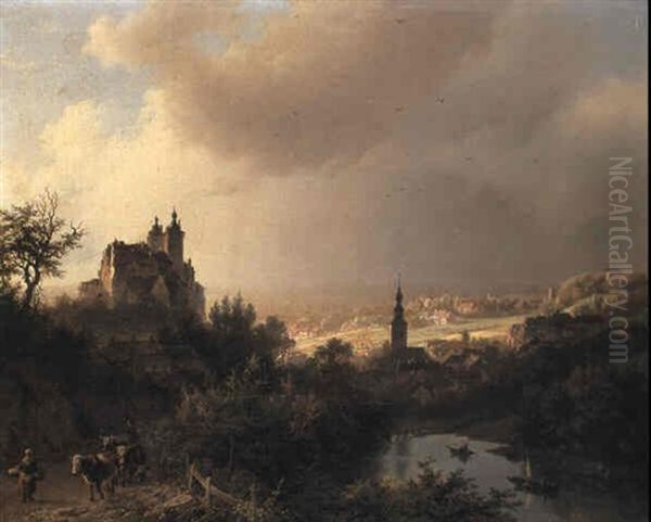 Wooded Mountainous Path With Cattle And Castle - view 1
