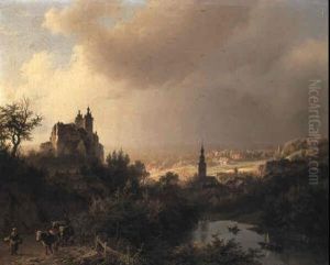 Wooded Mountainous Path With Cattle And Castle