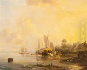 Harbor Scene by Hendrik Barend Koekkoek