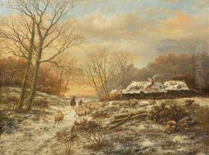 Gathering The Sheep by Hendrik Barend Koekkoek