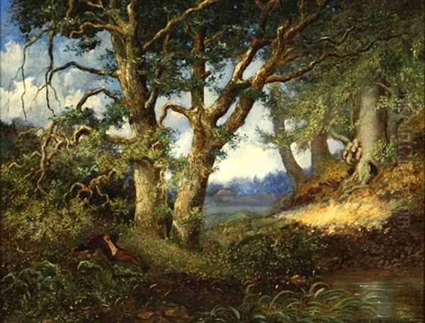 Resting Figure In A Wooded Landscape - view 1