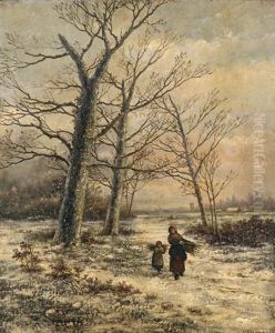 Girls In A Field by Hendrik Barend Koekkoek