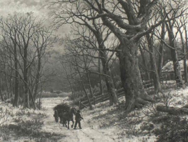 Wood Gatherer Within A Snowy Landscape - view 1