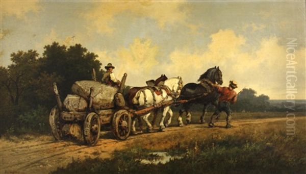 An Open Landscape With A Horse Cart And Figures On A Track - view 1