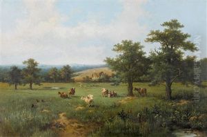 Weidende Kuhherde by Hendrik Pieter Koekkoek