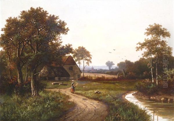 Figure In A Landscape Before A Cottage - view 1