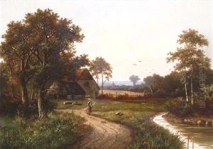 Figure In A Landscape Before A Cottage