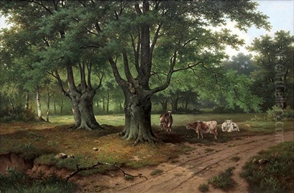 Forest With Three Cows - view 1