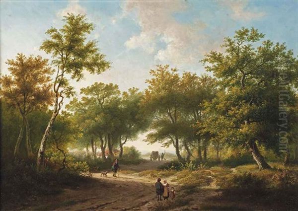 Travelers In A Forest During A Sunny Day - view 1