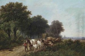A Woodgatherer With A Malle Jan by Hendrik Pieter Koekkoek