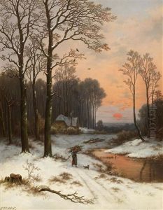 Winterabend Am Waldrand Winterabend Am Waldrand