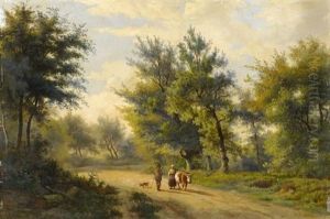 Begegnung Im Wald by Hendrik Pieter Koekkoek