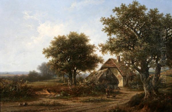 Landscape With Man And Dog On A Track By A Farmhouse - view 1