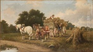 Gathering Hay (collab. W/harden Melville) by Hendrik Pieter Koekkoek