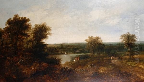 Figures In An Extensive River Landscape - view 1