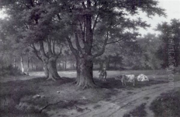Waldlandschaft Mit Kuhherde - view 1