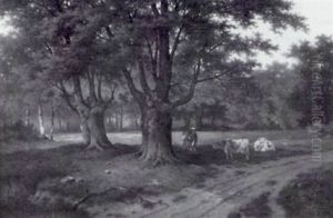 Waldlandschaft Mit Kuhherde