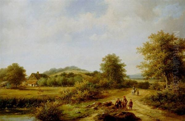 Bewaldete Landschaft Mit Wanderern - view 1