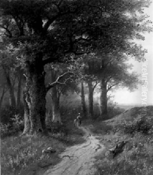 Mother And Child On A Forestpath - view 1