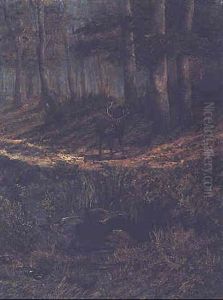 A Stag And Wild Ducks In A Forest