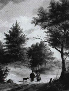 Bauernpaar Auf Dem Heimweg by Hendrik Pieter Koekkoek