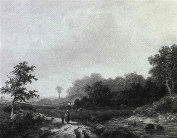 Figures In A River Landscape - view 1