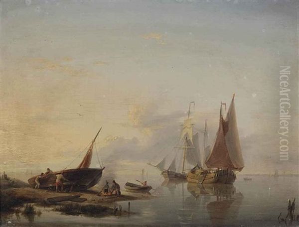 Activities On A Calm River In Summer - view 1