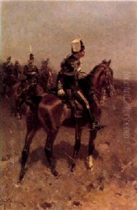 A Sergeant Of The 19th Hussars On Horseback by Hermanus Willem Koekkoek