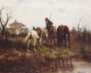 Soldiers At Rest by Hermanus Willem Koekkoek