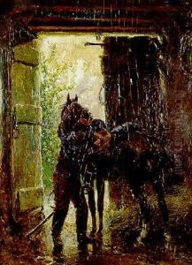 Infantry Man Preparing To Mount His Horse Infantry Man Preparing To Mount His Horse